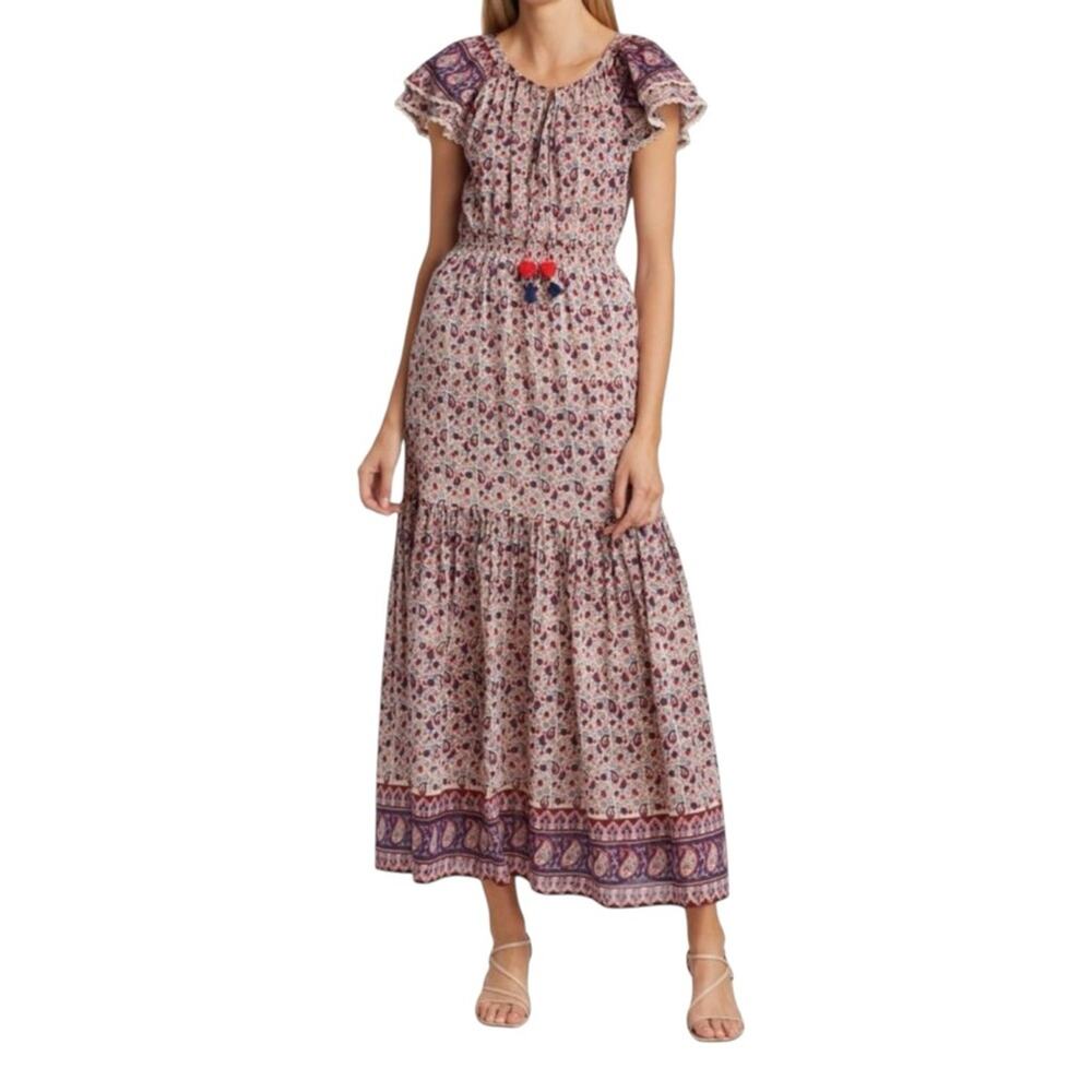 Bell By Alicia Bell Eva Paisley Floral Print Silk Cotton Maxi Dress SMALL